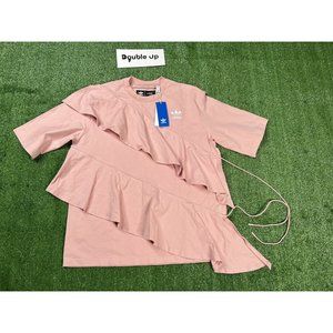 ADIDAS Originals J KOO Women’s FT9876 Ruffle Top T-Shirt Limited Pink Size M